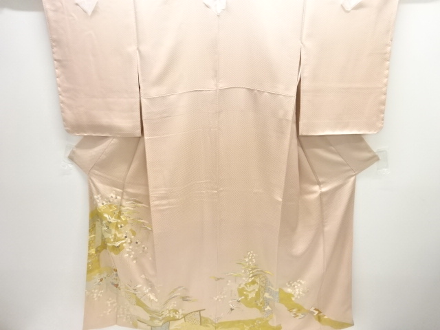 JAPANESE KIMONO / IRO-TOMESODE / EMBROIDERY / KINSAI / CRANES